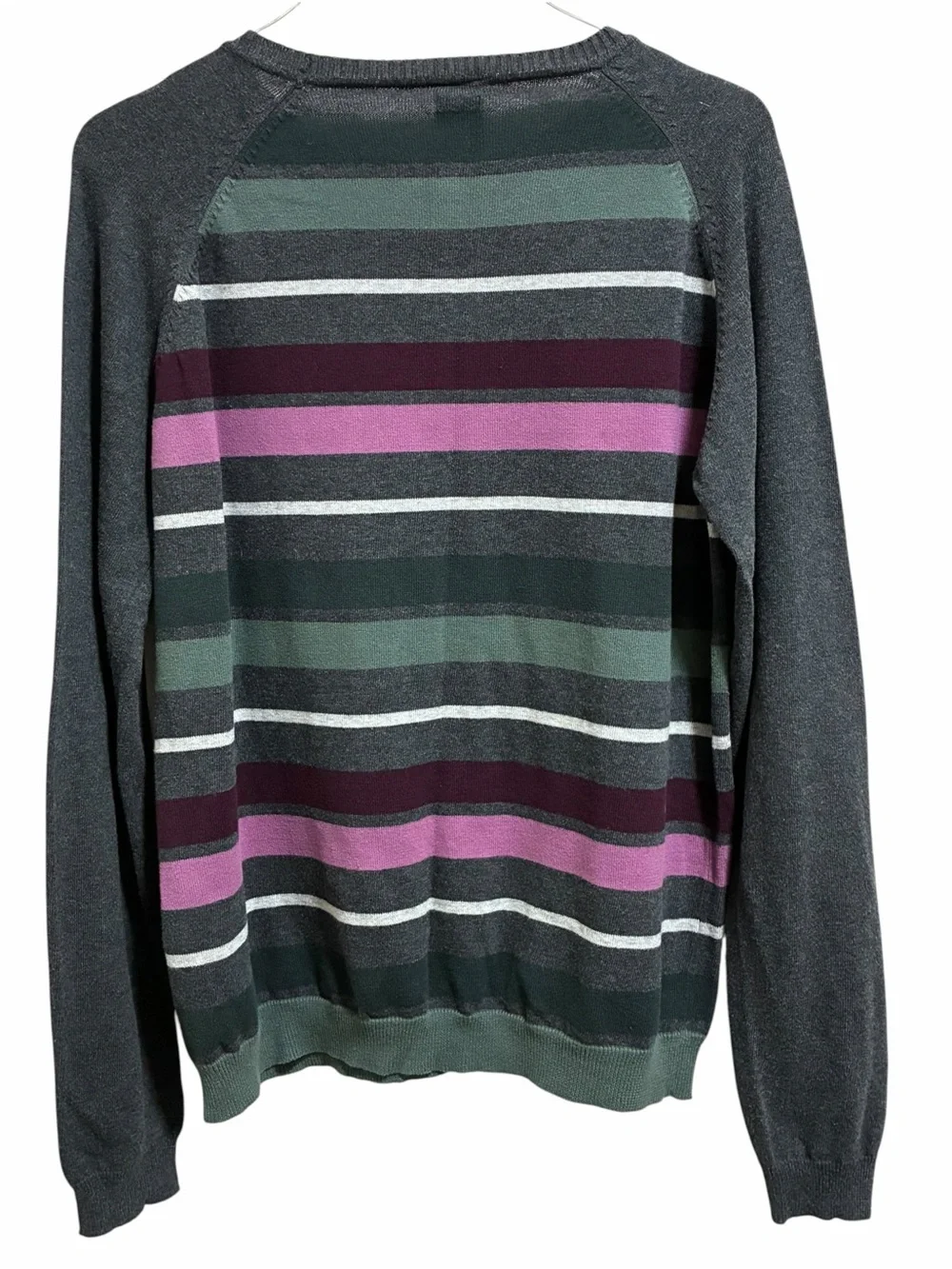 Springfield UP 100% Cotton Mens Shirt Large Pullover Long Sleeve Knit Striped L